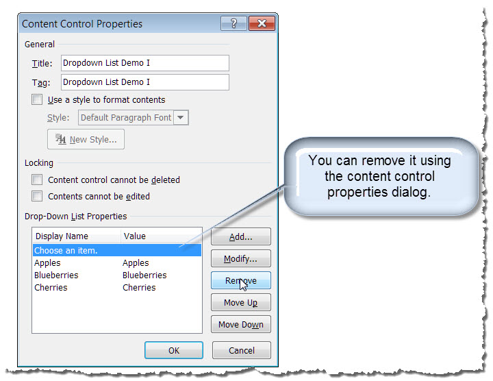 Microsoft Word Content Control